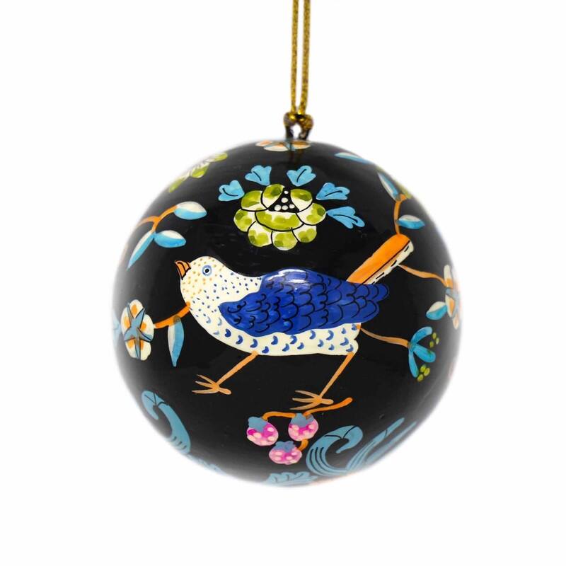 Recycled Paper Handpainted Animal Theme Ornaments, Set of 2 (India)