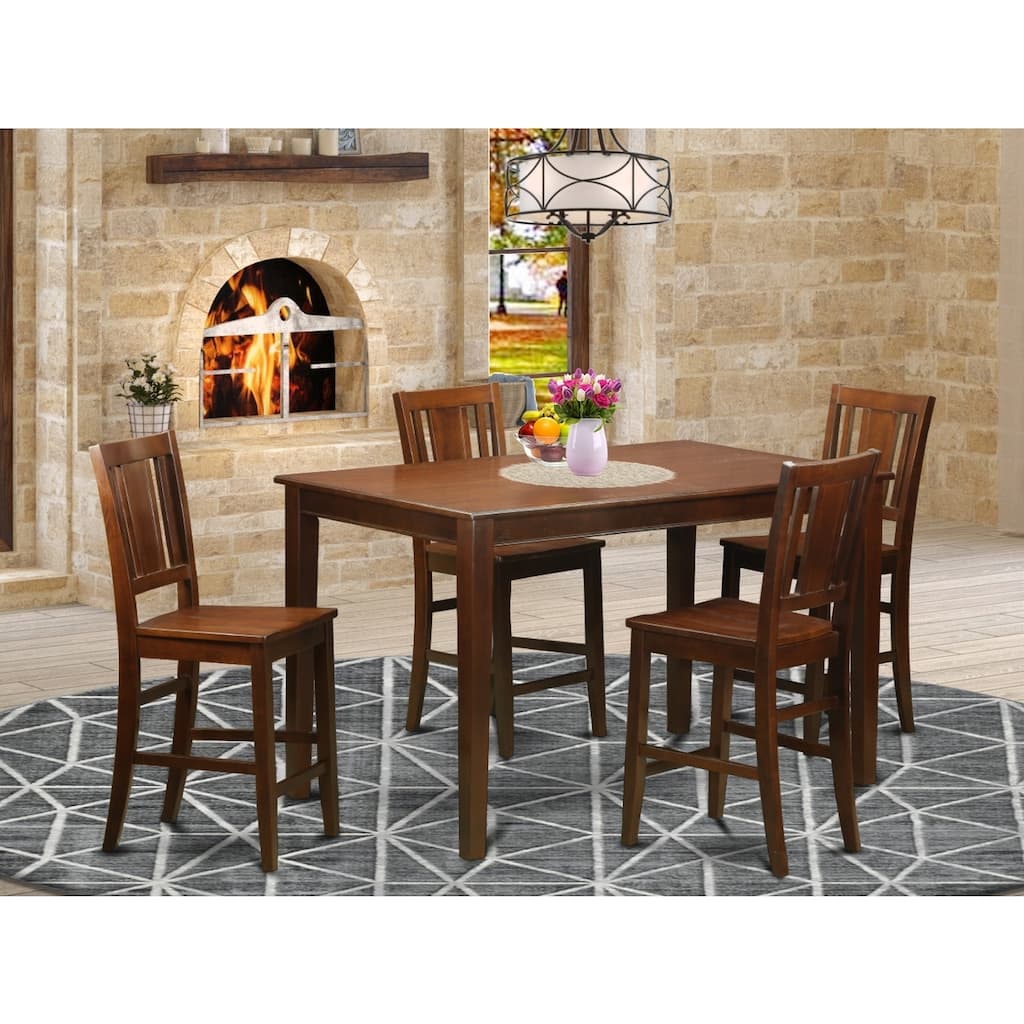 Gathering Table Set - Kitchen Dining Table with Bar Stools - Modern Wood Table & Chairs