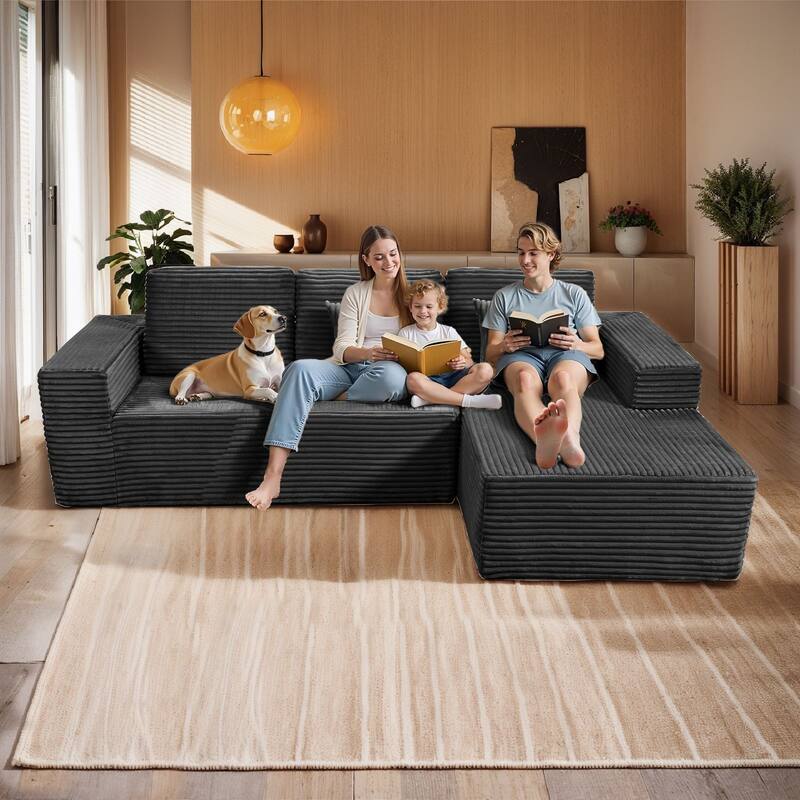 Pocassy L-Shape Sectional Sofa Sofa Couch Living Room Futon Couch