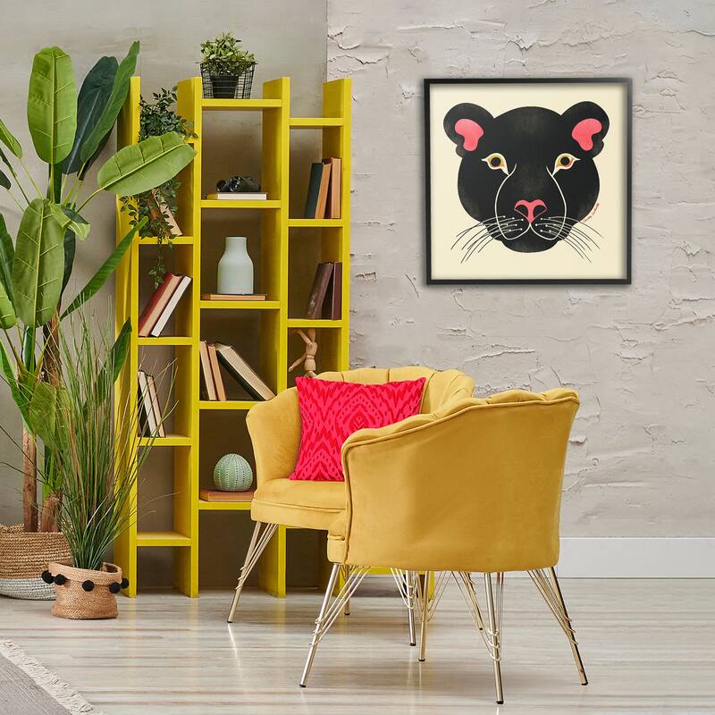 Stupell Minimal Wild Panther Face Framed Giclee Art Design By Carrie Cantwell