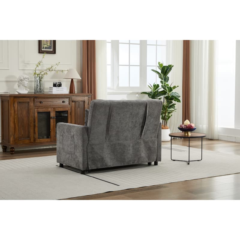 Pull-Out Sofa Bed Daybed, Lounge Chaise Loveseat with Adjustable Backrest, Convertible Sleeper Sofa with USB Charging