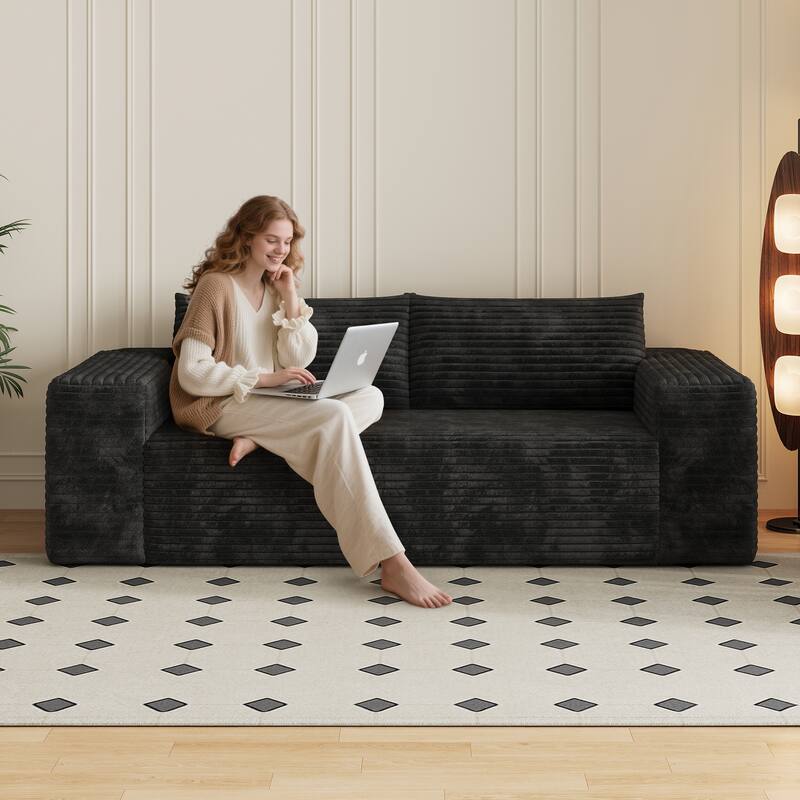 78.8" Corduroy Loveseat Sofa - Deep Seat, No Assembly Required, for Living Room, Bedroom, Apartment