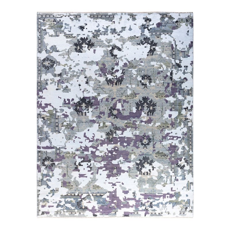 Modern One-of-a-Kind Handmade Area Rug - Gray, 7' 10" x 10' 3" - 7' 10" x 10' 3"