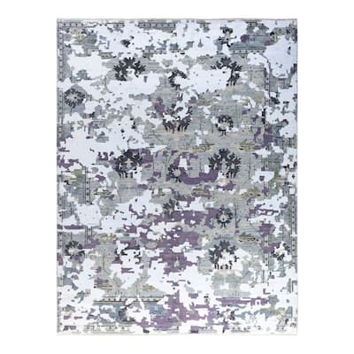 Modern One-of-a-Kind Handmade Area Rug - Gray, 7' 10" x 10' 3" - 7' 10" x 10' 3"