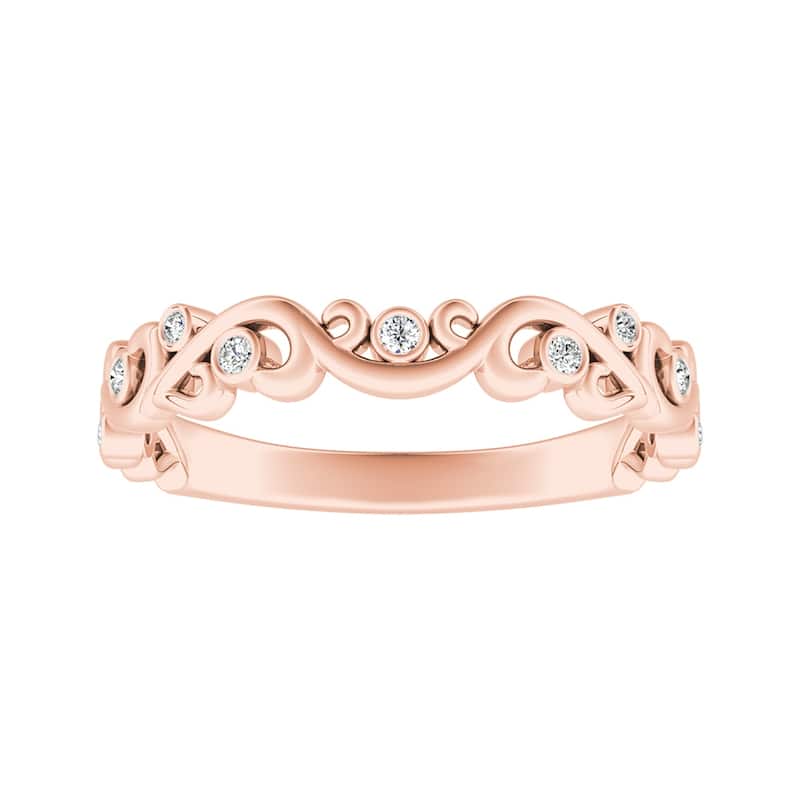 Auriya 1/10ctw Vintage Scroll Diamond Wedding Band 14K Gold