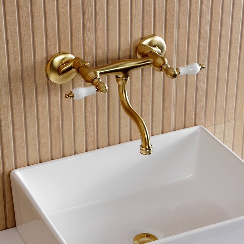 Kingston Brass Kingston Two-Handle 2-Hole Wall Mount Bathroom Faucet