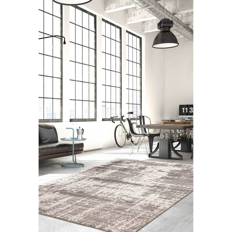 ECARPETGALLERY Hand Loomed Elysian Dark Grey Wool Rug - 8'2 x 9'11