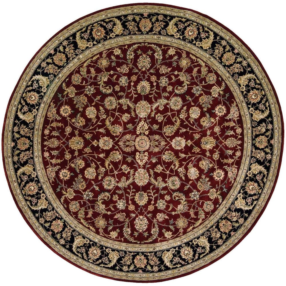Nourison Hand-tufted Persian Floral Wool and Silk Burgundy Area Rug