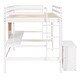 preview thumbnail 8 of 9, Twin Size Loft Bed with Desk and Writing Board, Pine Wooden Bed with Desk, Kid's Bed with 2 Drawers Cabinet, White