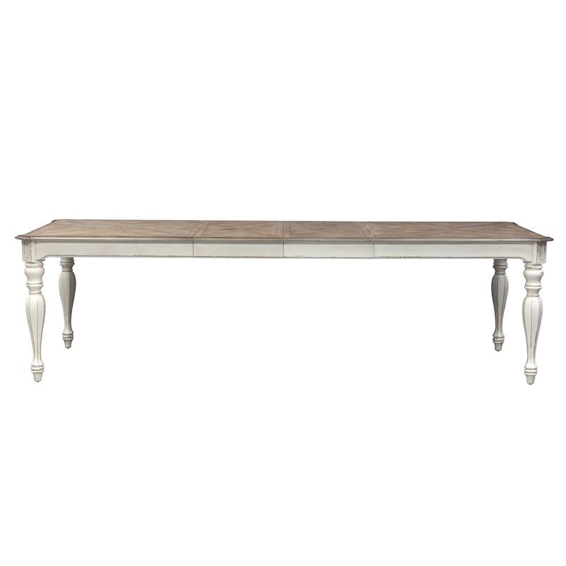 Magnolia Manor Antique White Weathered Bark Opt 5 Piece Leg Table Set