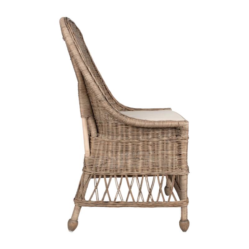 Natural Rattan Cushioned Dining Accent Chair by East at Main