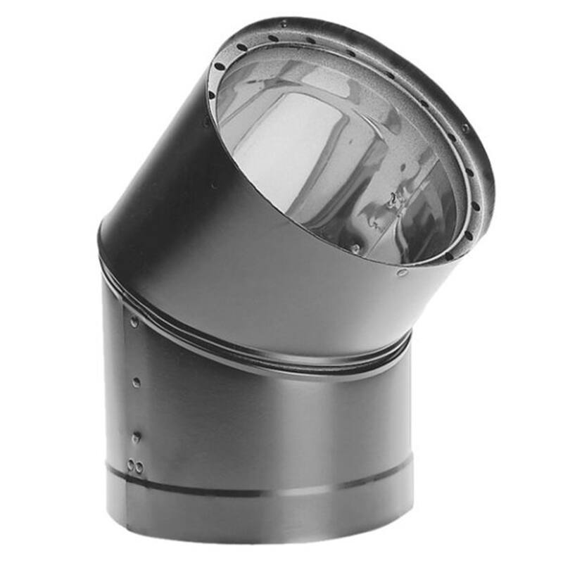 DuraVent 6DVL-E45 DVL Galvanized Double Wall Stove Pipe 45 Degree Elbow, Black - 2.8
