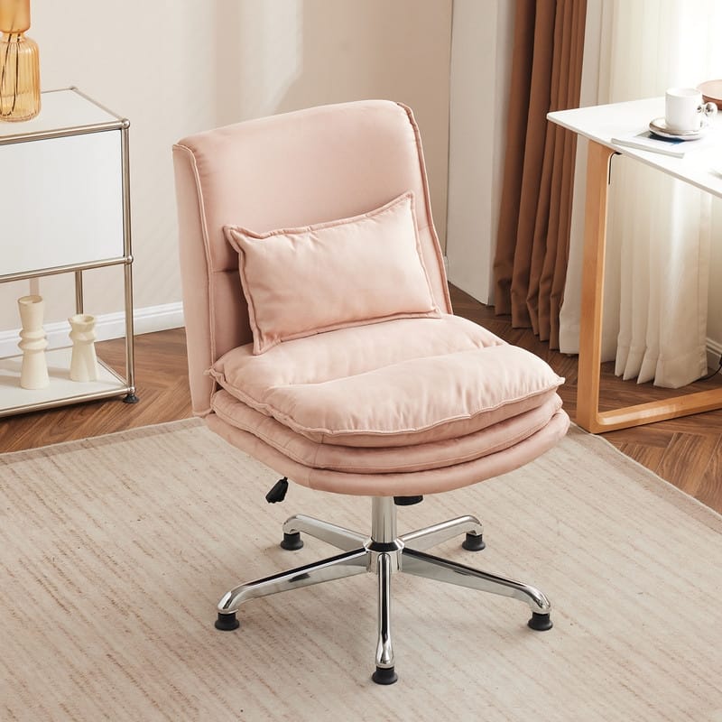 Upholstered Armless Polyester Fiber Task Office Chair