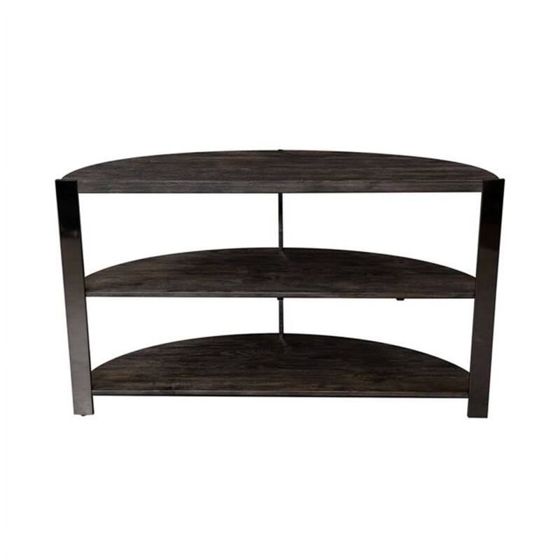 Kalne Console Table Half Moon Shape with 2 Open Shelves - Charcoal grey