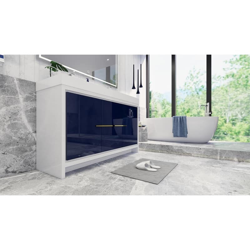Dove 60'' Freestanding Vanity with Double Reinforced Acrylic Sink