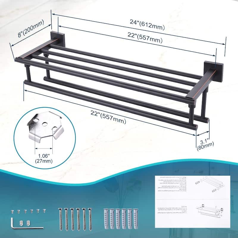 WOWOW Two Towel Holders Wall mounted Towel Rack