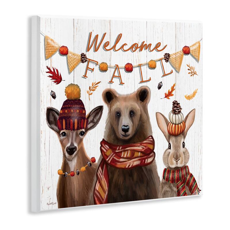 Stupell Welcome Fall Woodland Animals Wall Plaque Art Design By Elizabeth Tyndall