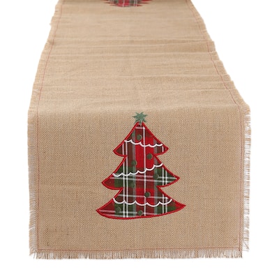 DII Embroidered Tree Burlap Table Runner 14x108 - Table Runner, 14x108"