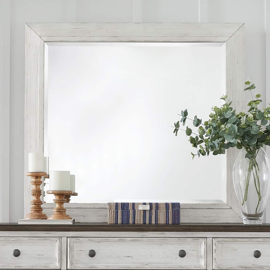 River Place Riverstone Bedroom Mirror White Framed 44 x 40 Inches - Riverstone White