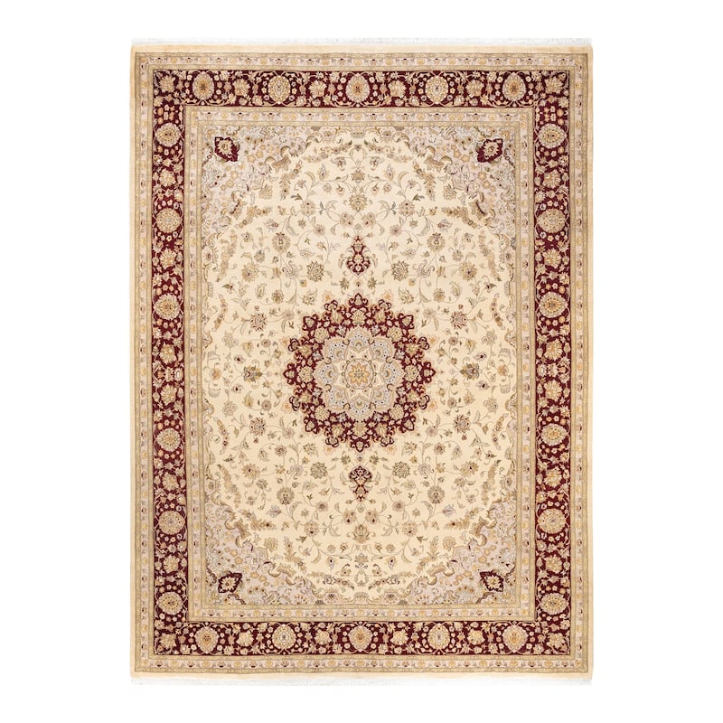 Overton Hand Knotted Wool Vintage Inspired Traditional Mogul Ivory Area Rug - 9 x 12