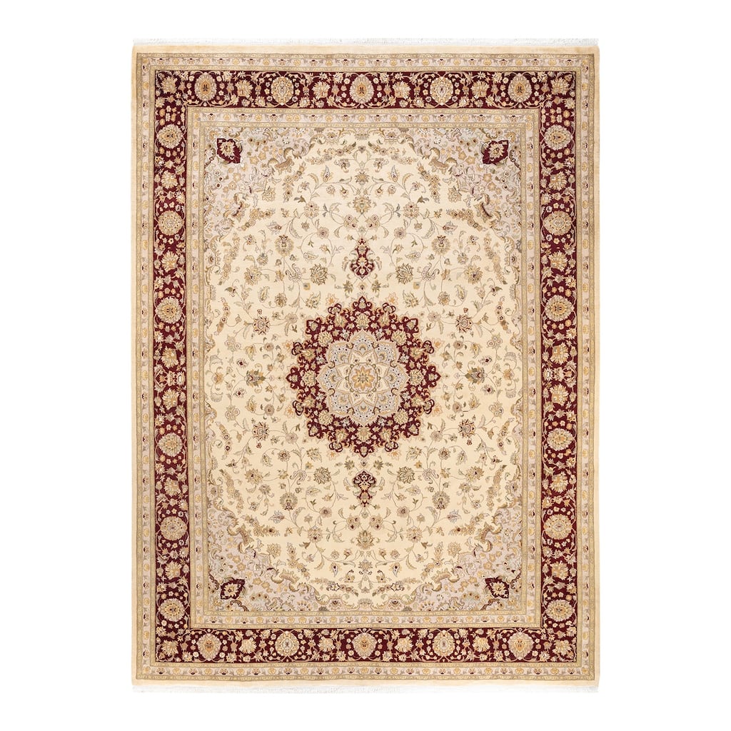 Overton Hand Knotted Wool Vintage Inspired Traditional Mogul Ivory Area Rug - 9 x 12