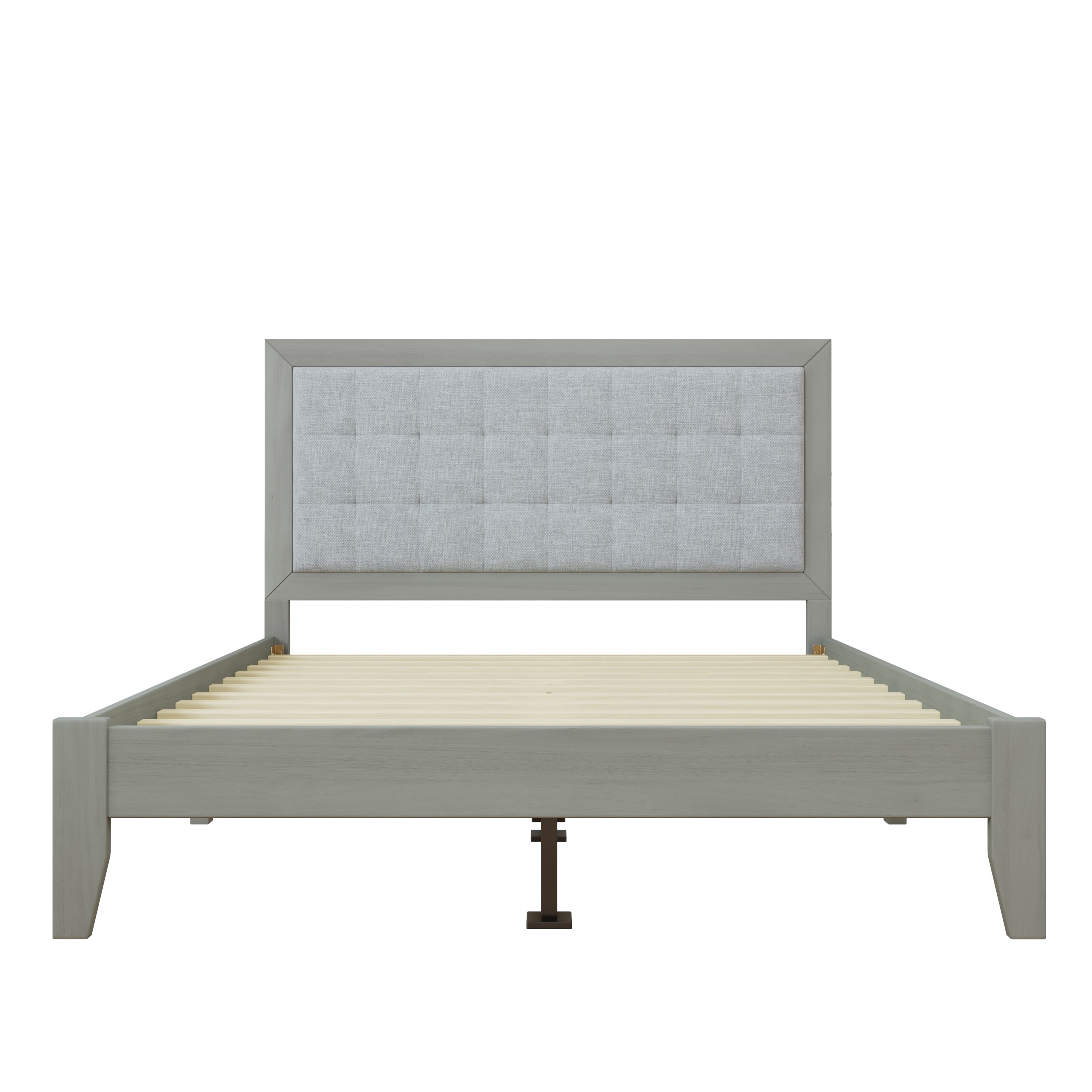 Solid Wood Platform Bed Frame with Square Tufted Headboard