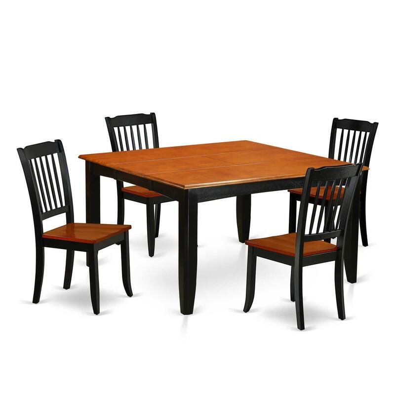 Square Dining Set 5pc - Old World Charm Table & Chairs - 36/54 Inch Extendable