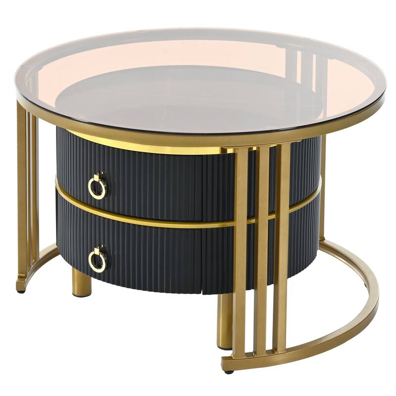 Stackable Coffee Table Nesting Tables Round Center Table,Set of 2