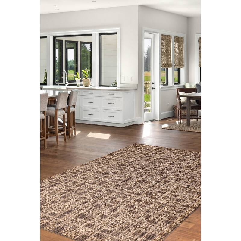 ECARPETGALLERY Hand Loomed Elysian Taupe Wool Rug - 6'5 x 9'11