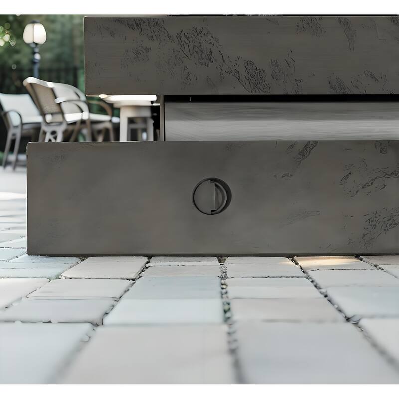 Rossetta 48" Outdoor Adjustable Height Rectangle Fire Pit Table with Concrete Texture