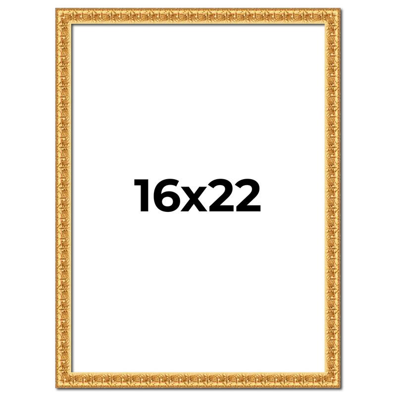 16x22 Frame Gold Real Wood Picture Frame Width 1 inches | Interior