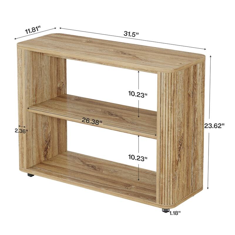 3-Tier Narrow End Table,Small Fluted Modern Side Table Nightstand