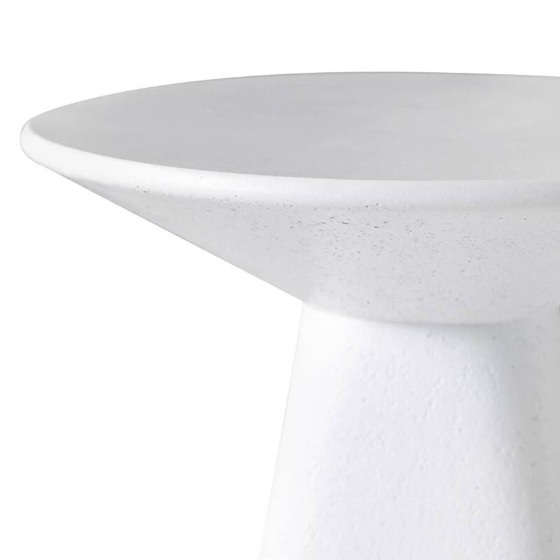 Elsie 18" Wide Circular Fiberstone Side Table with Powder-Coated Finish for Indoor/Outdoor Use