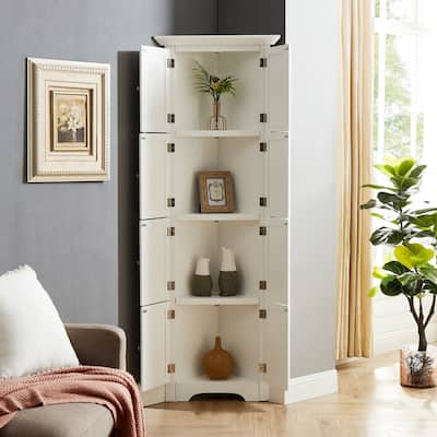 Bathroom Storage Corner Cabinet with Cupboard Display Side Cabinet