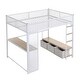 preview thumbnail 5 of 23, Full Size Gaming Loft Bed with Desk and LED Lights, Metal Loft Bed Frame w/ 3 Linen Storage Drawers, Open Wardrobe & Ladder