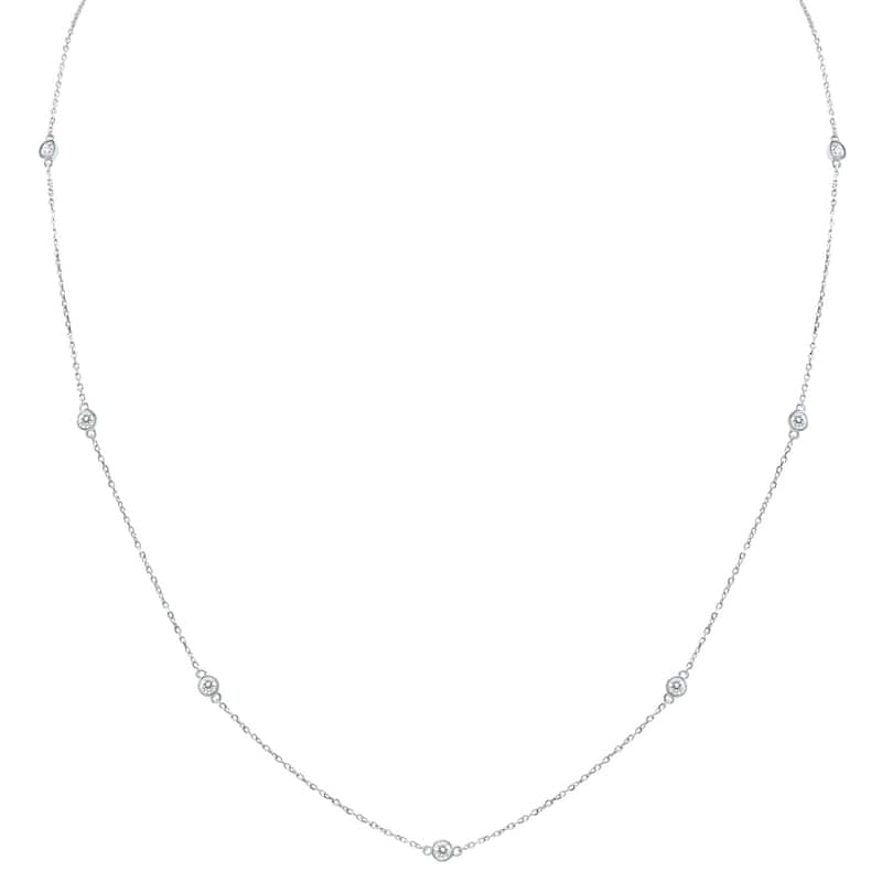 Marquee 1/2 Carat TW Bezel Set Diamond Station Necklace in 14K White Gold