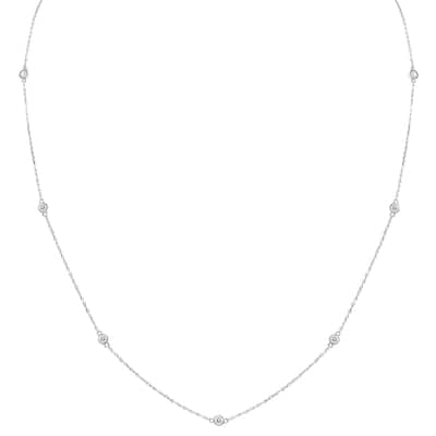 Marquee 1/2 Carat TW Bezel Set Diamond Station Necklace in 14K White Gold