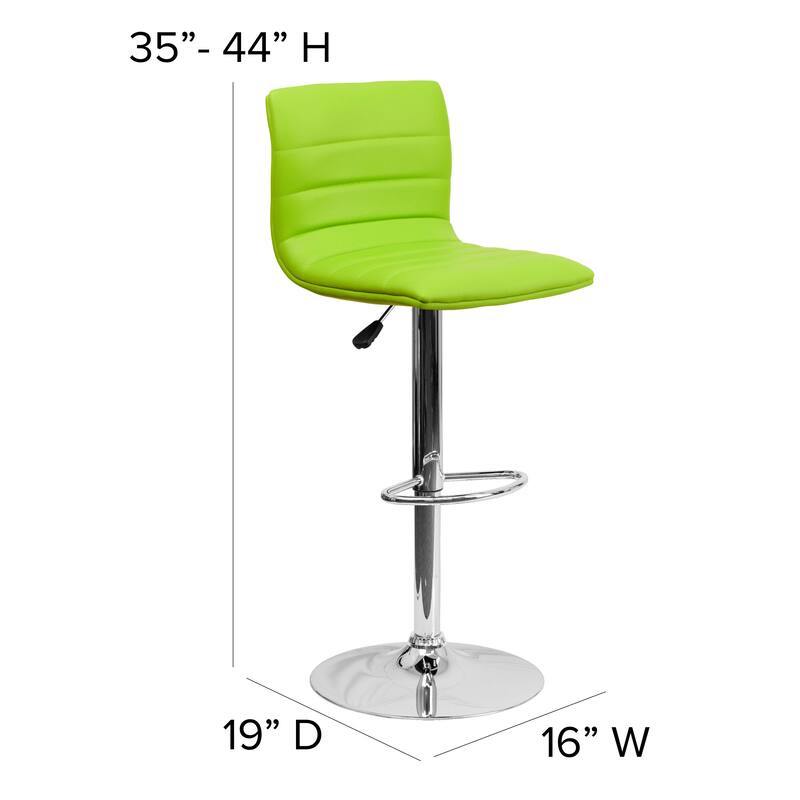 Modern Vinyl Stitch Back Adjustable Height Barstool - 16"W x 19"D x 35" - 44"H