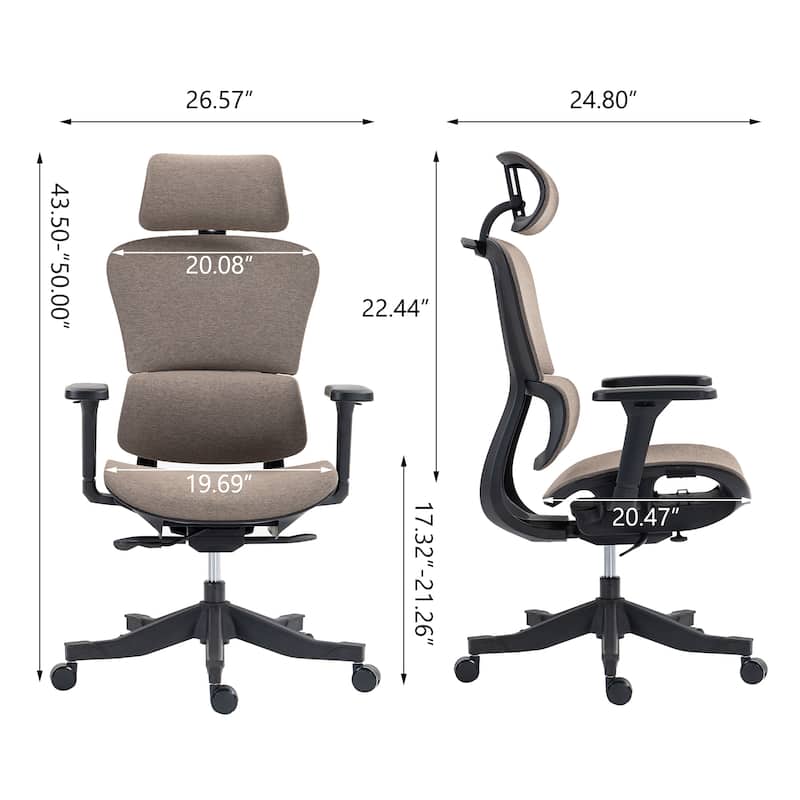 Modern High-Back Mesh Office Chair, Computer Chair, Ergonomic Chair, Gaming Chair with 360° Rotating Base, Brown