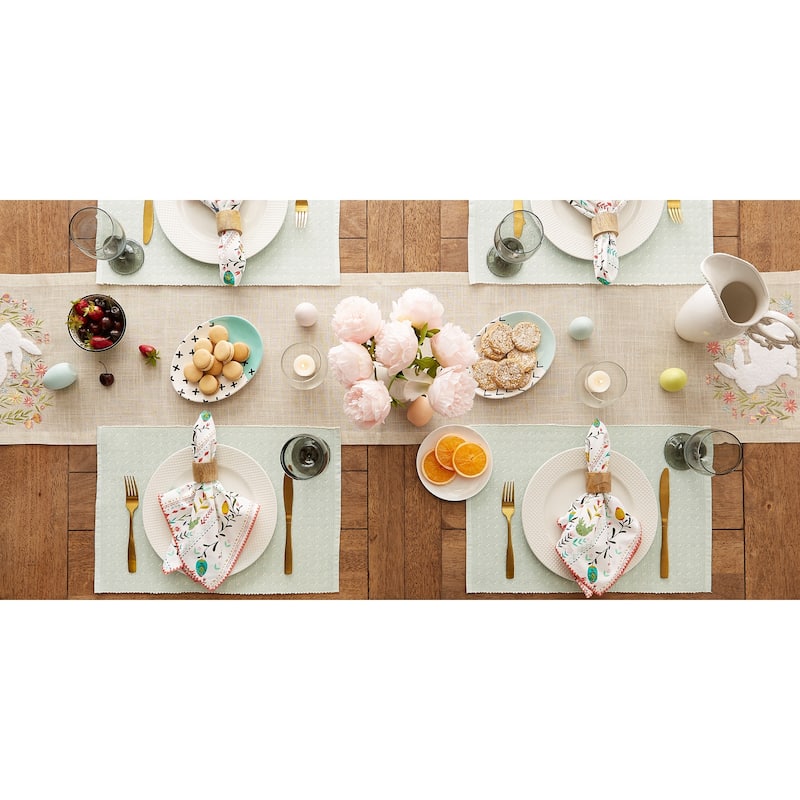 Lavender Fog Dobby Dots Rib Placemat (Set of 6) - 13x10"