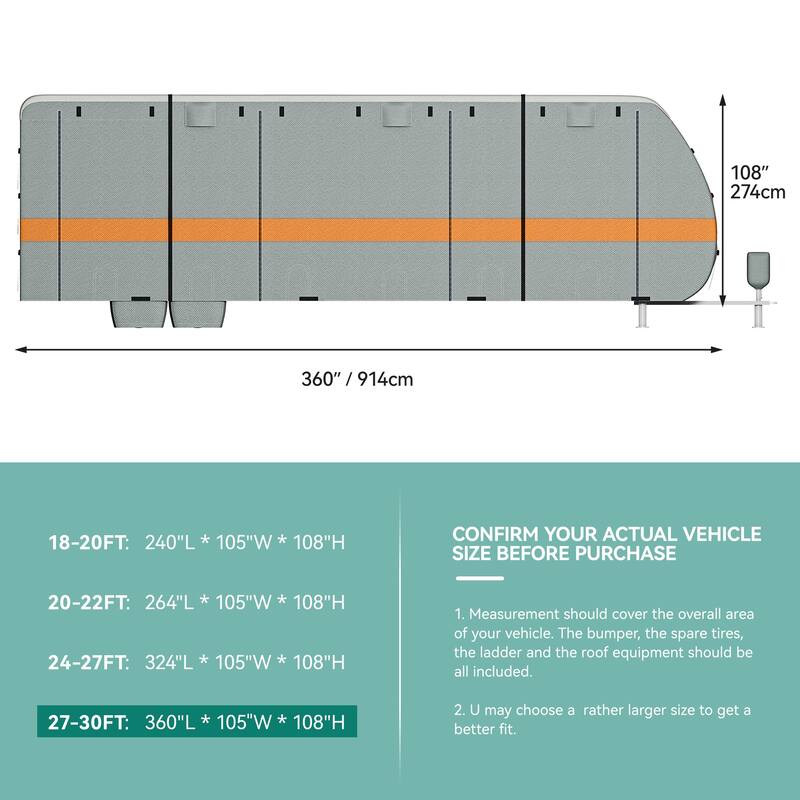 Grey Waterproof Windproof RV Cover