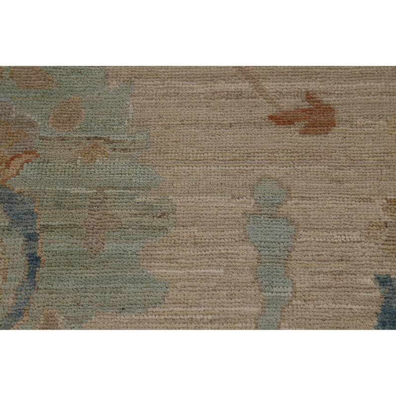 Hand Knotted Oriental 100% Wool Carpet Transitional All-Over Beige & Ivories Oushak Area Rug - 8' 10'' X 6' 2''