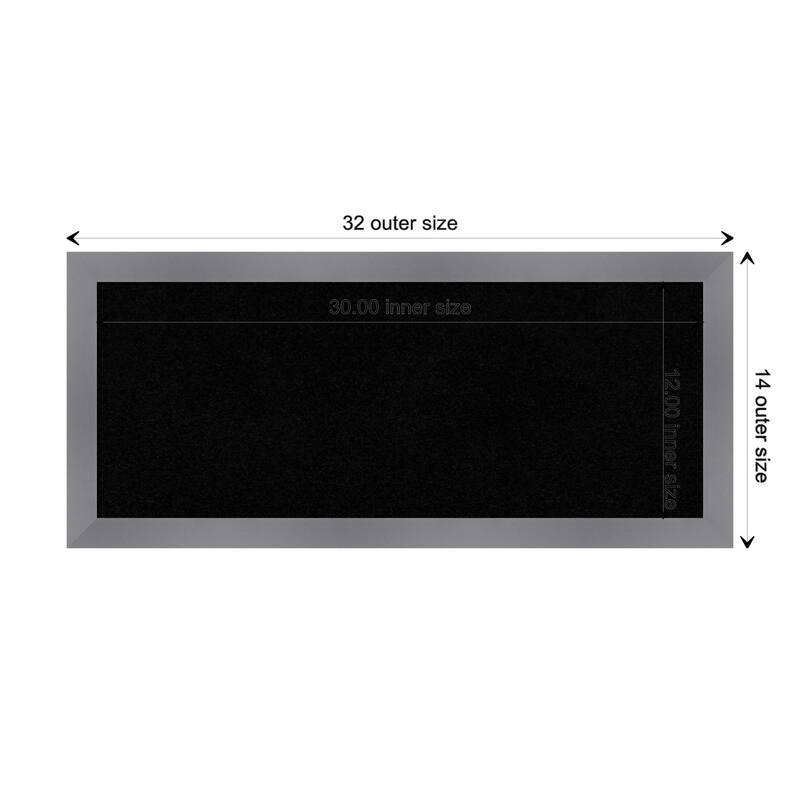 Edwin Grey Wood Framed Black Corkboard Bulletin Board - Board Size 30x12