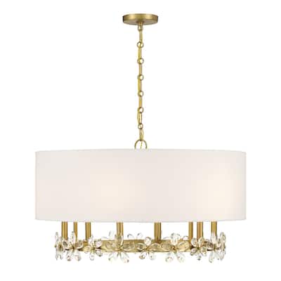 Warm Brass Six Light Pendant from the Dahlia Collection