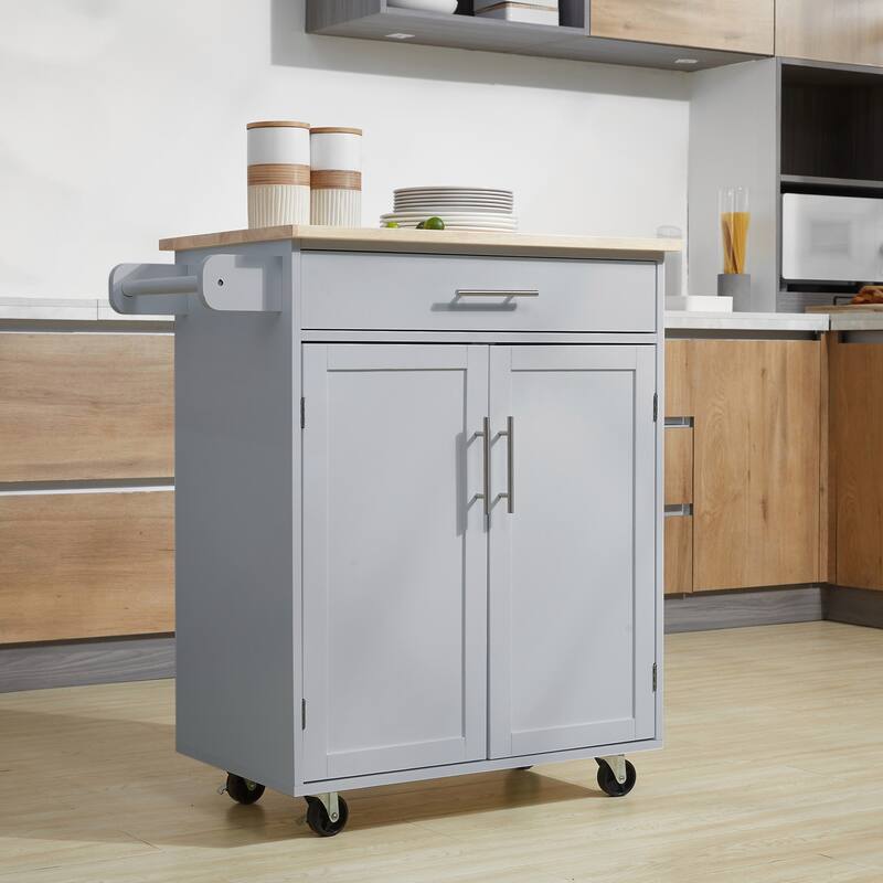Kitchen Island Cart with Towel Rack
