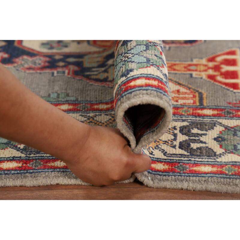 Geometric Kazak Accent Rug Handmade Home Decor Wool Carpet - 3'3" x 5'2"