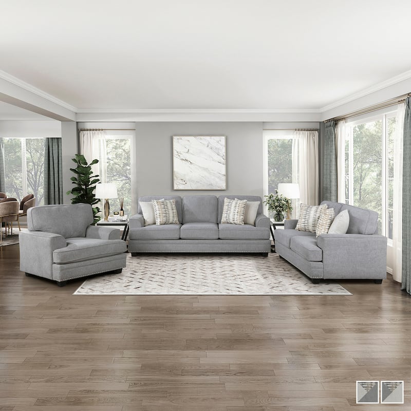 Pombal 3-Piece Chenille Living Room Sofa Set