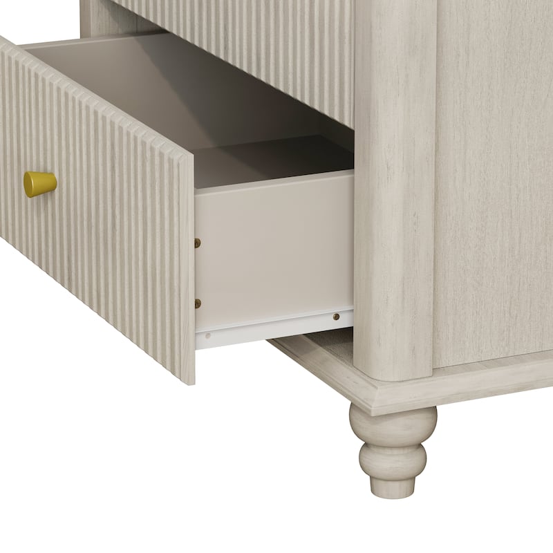Fluted 5 Drawer Dresser, 45 Inch Tall Modern Chest of Drawers, Bedroom Dresser with Metal Handle, Wooden Drawer Organizer