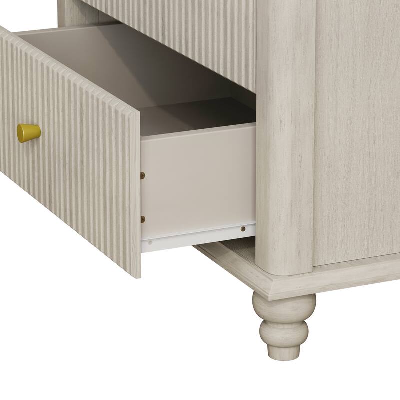 Fluted 5-Drawer Dresser in Beige, Versatile Wooden Storage Solution