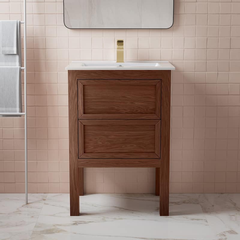 Nadar 24" Bathroom Vanity in Walnut - Brown - Colored - Single Vanities